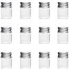 QUUPY Mini bottiglie di vetro trasparente con tappo a vite in alluminio, 12 pz., 5 ml, flaconi campione, piccoli contenitori per messaggi, bomboniere, decorazioni