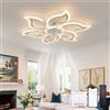 LJX Lampadario Ventilatore Soffitto 88cm Design a Fiore, Plafoniera con Ventilatore 6800LM Dimmerabile, Controllo App e Telecomando 2.4G, Motore DC Silenzioso per Salotto, Bianco