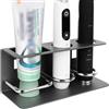 Linkidea Supporto da parete per spazzolino elettrico da bagno, in alluminio, autoadesivo, organizer per spazzolino da denti, compatibile con Oral-B serie iO, Philips Sonicare (Nero)