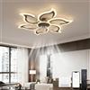 LJX Lampadario Ventilatore Soffitto 88cm Design a Fiore, Plafoniera con Ventilatore 6800LM Dimmerabile, Controllo App e Telecomando 2.4G, Motore DC Silenzioso per Salotto, Nero