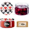 KADAX Set da 10 barattoli per marmellata da 250 ml con coperchio a vite Ø 82 mm a forma di cuore - ermetici, lavabili in lavastoviglie, ideali per marmellate, chutney, sottaceti, carne, paste e