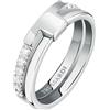 TRUSSARDI Anello t-shape in acciaio con pietra