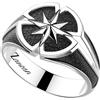 ZANCAN Anello in argento con finiture rodiate bianche e nere