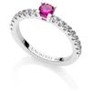 UNOAERRE FASHION JEWELLERY Anello in argento 925 con zirconia cubica fucsia e bianche