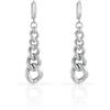 UNOAERRE FASHION JEWELLERY Orecchini lunghi in bronzo bianco con catena grumetta