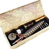GC QUILL Penna Piuma Stilografica Set Vintage Penna con 5 pennini, Porta Penne, Timbro Sigillo per Scrittura Calligrafica GC LL-66