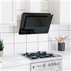 Tidyard Cappa,Aspirante,Cucina,a Muro,in Acciaio Inox,e Vetro Temperato,Nero,60 cm,Capa Aspirente 60 cm,Cappa da Cucina 60 cm,Cappa in Vetro e Inox