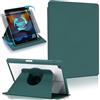 Koze Custodia Rotante per iPad 10,2 Pollici 9a / 8a / 7a Generazione 2021 2020 2019 con Portapenne, Protezione con 360 Gradi di Rotazione, Supporto Cover Retro Trasparente Antiurto Verde Notte