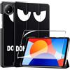 Heioloo Custodia per Xiaomi Redmi Pad SE 8.7 Cover in Pelle Case, + [1 Pezzi] Vetro Temperato Pellicola Protettiva [Auto Svegliati/Sonno][Supporto Funzione ] [Anti-Scratch] occhio grande