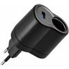 Powice Adattatore da 230 V a 12 V 2 A con USB e presa per auto, spina | Adattatore da 230 V a 12 V 2 A con porta USB e presa per auto per dashcam, navigatori, dispositivi LED e piccoli dispositivi