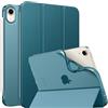 MoKo Cover per iPad mini 7a(A17 Pro)/6a 8,3 pollici 2024/2021, Blu Francese | iPad Cover in TPU e Pelle PU Semi-Trasparente Sostegno Supporto Sottile con Morbido TPU Cover con Auto Svegliati/Sonno