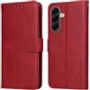 YUXING Cover per Samsung Galaxy A57 5G, Custodia a Libro in Pelle | Portafoglio, Blocco RFID, Porta Carte e Tasca Contanti, Chiusura Magnetica, Supporto, Antiurto-Rosso