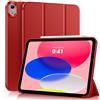MoKo Cover per iPad (A16) 11a/10a Gen. (2025/2022), Rosso | Cover Protettiva Sottile a Tre Pieghe Supporto, Caso Smart Folio con Retro TPU Morbido Touch ID Sveglia/Sonno