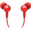 JBL C100SI Intra-auricolari Stereo con Telecomando con Microfono Universale ad un Pulsante, Rosso
