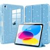 MoKo Brillante Cover per iPad (A16) 11/ 10a Gen. 10,9,Blu Cielo Glitterato