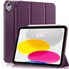 MoKo Cover per iPad (A16) 11a/10a Gen. (2025/2022), Viola Scuro | Cover Protettiva Sottile a Tre Pieghe Supporto, Caso Smart Folio con Retro TPU Morbido Touch ID Sveglia/Sonno