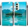 KENHONER Custodia per Samsung Galaxy S24 FE 5G, Barca | Portafoglio Pelle PU, Magnetica, Resistente Agli Urti, Scomparto Carte Credito, Pieghevole, Flip Libro, Motivo