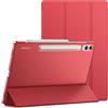TXWLLIU Custodia per Samsung Galaxy Tab S10 Plus/S9 Plus 12,4 Pollici, Custodia Protettiva con Staffa a Tre Pieghe, Posteriore Rigido per PC, Auto Sonno/Veglia, Rosso