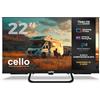 Cello CTRAV-22TZ Smart TV 22 12V per camper e barca, Tizen OS di Samsung, ricevitore satellitare integrato, Gaming Hub, altoparlanti Pitch Perfect, Bluetooth, triplo sintonizzatore