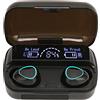 Tonysa Auricolari Wireless, Cancellazione del Rumore, impermeabilità IPX7, Auricolare Stereo Bass, Doppia Cancellazione del Rumore, con Custodia di Ricarica da 3000 MAh, Display a