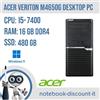 Acer Veriton M4650G Desktop PC Cpu i5-7400 Ram 16Gb DDR4 SSD 480Gb Win 11 Pro