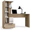 CDF Scrivania con Libreria Cassetto 140 cm 3 Ripiani Rovere Sonoma 16 mm | Pannello truciolato, 1 cassetto, libreria integrata, 3 ripiani, per studio ragazzi bambini, camera casa lavoro