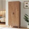 [en.casa] Armadio con 2 Ante e 4 Scomparti 191x80x52 cm Effetto Rovere | Mobile Alto Guardaroba Barra Asta Appendiabiti Vani Ripiani Vestiti Giacche Biancheria Camera da Letto Ingresso