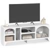 IDMarket - Mobile TV organico ALESIA 140 cm con 6 nicchie in legno bianco