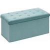 Bonlife Pouf Contenitore Velluto Poggiapiedi Camera da Letto Quadrato Cassapanca Bambini Sgabello di Stoccaggio Comodino Salvaspazio 80x40x40cm Verde