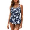 WIN.MAX Set di Costumi da Bagno Tankini da Donna Vita Alta Balza arruffata 2 Pezzi Bikini Set Costume da Bagno Plus Size Costume da Bagno