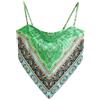 VividMosaic Bandana da donna in raso con stampa cachemire Boho Top Hanky Hem Tie Back regolabile Spaghetti Strap Cami Tube Top