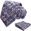 Alizeal Cravatta e fazzoletto da uomo, 8 cm, motivo floreale colorato, con fazzoletto quadrato