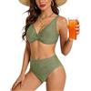 AOOSA Set Bikini a Vita Alta Donna, Costume da Bagno con Nodo sul Davanti | Costume da Bagno Imbottito a 2 Pezzi con Scollo a V, Costume da Bagno con Volant e Effetto Contenitivo