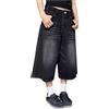 KBOPLEMQ Y2K Vintage Baggy Jeans da donna lavati a gamba larga Capri Pantaloni Casual Denim Shorts Oversize Jorts Vita Alta Al Ginocchio Bermuda Pantaloni Loose Fit Harajuku Jeans Streetwear