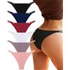 FINETOO - Set di 6 Slip con Modello a Brasiliana, da Donna, in Cotone, per Lo Sport, Taglie S-XL