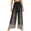 Nuofengkudu Petite Pantaloni Larghi Bohemien Stampa Estate Vita Alta Rayon Leggero Motivi Hippy Chic Palazzo Viaggi Spiaggia Taglia Piccola