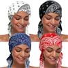 JIIENO 4 pezzi da donna Chemo Cappello Turbante Beanie, pre-legato Headwraps Headwear Bandana per la caduta dei capelli