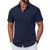 COOFANDY Camicia Uomo a Maniche Corte in Cotone Estiva Regular Fit Camicie Casual con Tasche