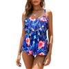 WIN.MAX Set di Costumi da Bagno Tankini da Donna Vita Alta Balza arruffata 2 Pezzi Bikini Set Costume da Bagno Plus Size Costume da Bagno