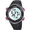 Calypso Orologio Digitale Uomo in Gomma Nero | Impermeabile 10 ATM Data e Calendario, Cronografo, Doppio Fuso Orario, Illuminazione, Allarme, 12 e 24 Ore K5780/2 Flash Time