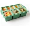 duozoanz Stampo Ghiaccio Silicone, Contenitori Silicone per Freezer 8 Scomparti, Meal Prep con Coperchio, Stampo per Congelatore con Cornice Metallica, per Brodo Salsa Resti, Verde
