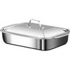 Generic Bakeware - Teglia da forno rettangolare in acciaio, 46,5 x 28,5 cm, con coperchio e manico, per arrostire, preparare i pasti, feste, uso cucina