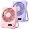 WHATOOK Set di 2 Mini ventilatore da tavolo silenzioso:100 velocità e batteria da 2000 mAh, piccolo ricaricabile ventilatore USB con display a LED, ventilatore portatile pieghevole per ufficio, casa