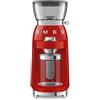 Smeg, Macinacaffè CGF03RDEU, 15 Livelli di Macinatura, Contenitore Chicchi Caffè da 240 g, Quantità di Macinatura Regolabile, con Sistema Antistatico, 150 W, Rosso
