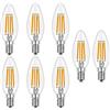 ZYUJIA E14 Lampadine a LED Dimmerabili a Candela, C35 Candelabri a Vite Piccola Lampadine a LED Lampada a Filamento Bianco Caldo 2700K 4W(Equivalente a 40W) 8 Confezioni
