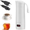 Leikurvo Bollitore elettrico da viaggio: 400 ml, mini tazza elettrica portatile, piccola catena elettrica senza BPA, 304, rivestimento in acciaio inox, 4 livelli di temperatura regolabili (bianco)
