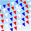 DOJoykey 200 bandiere triangolari in tessuto, 100 m, rosso, blu e bianco, striscioni per festa della mamma e eventi speciali