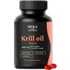 HEKA Antarctic Krill Oil 600 mg - Softgel di olio di krill con EPA, DHA e Fosfolipidi, EPA e DHA Contribuiscono alla Normale Funzione Cardiaca e il DHA Contribuisce alla Funzione Cerebrale, 180 Softgel