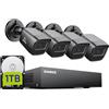 SANNCE Sistema di telecamere di sorveglianza 8CH 1080P 5 in 1 registratore DVR CCCTV con disco rigido da 1 TB e 4 telecamere impermeabili con visione notturna a 100 piedi, allarme di movimento e