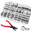 Sootheghyee 170 Pezzi Set di Fascette Stringitubo in Acciaio Inox, 14 Misure (5,3-33,1 mm), include Pinza per Fascette e Fascette Stringitubo, per uso Automobilistico, Domestico, Industriale (Argento)